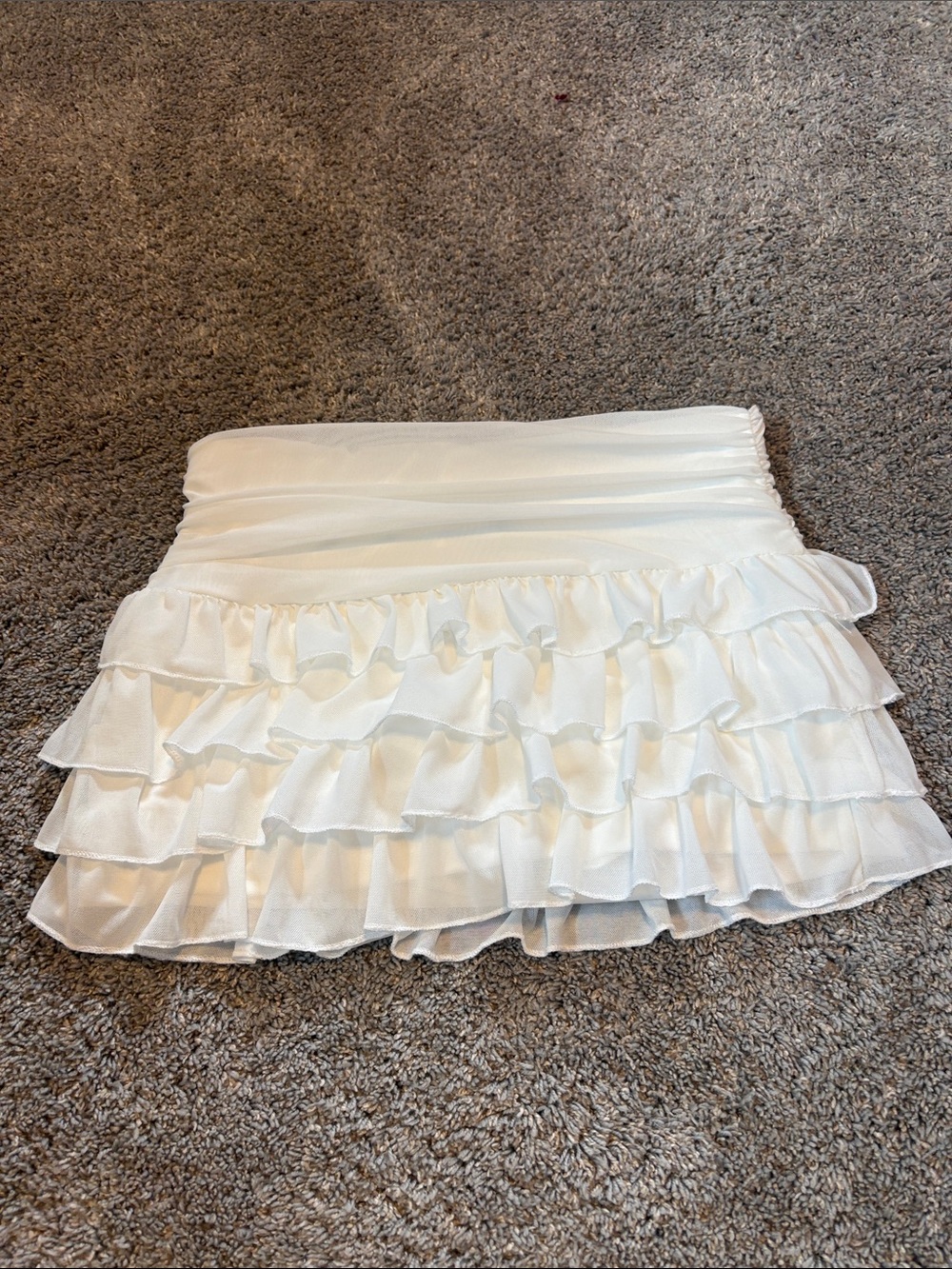 SHEIN White Layered Ruffle Mini Skirt